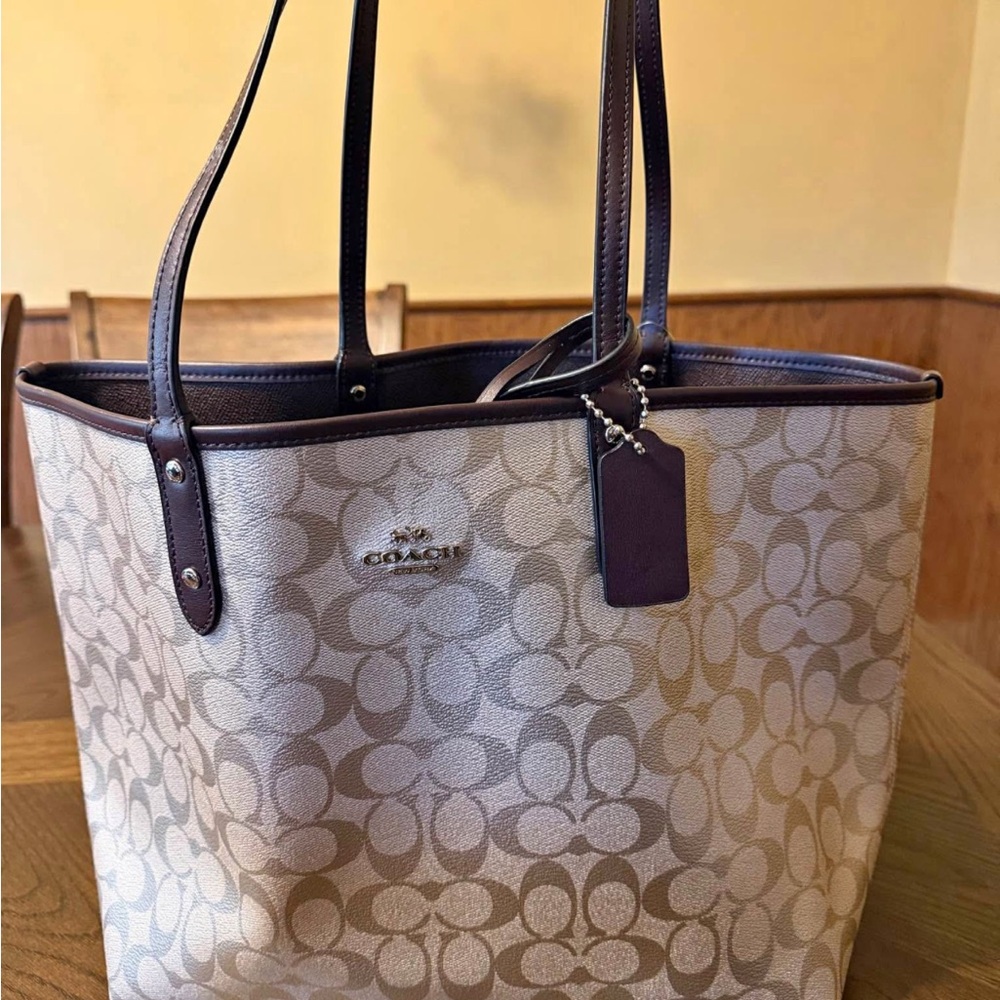 Authentic Coach tan and brown Tote Bag